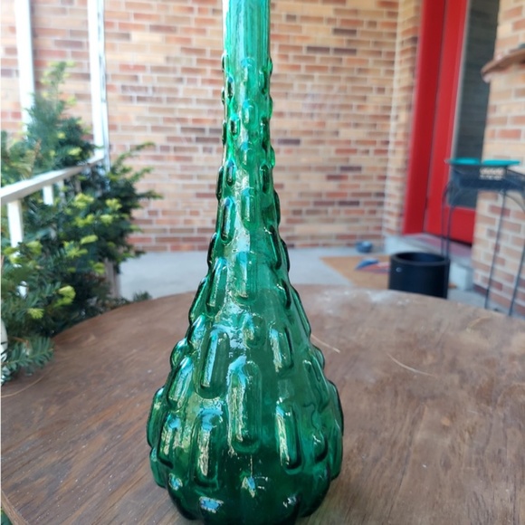 Vintage Emerald Green Empoli Textured Genie Bottle - Made in Italy - Picture 7 of 7